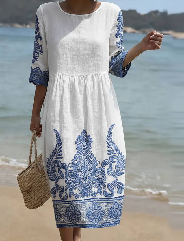 Tiffany in White | Plant & Flower Print Dress